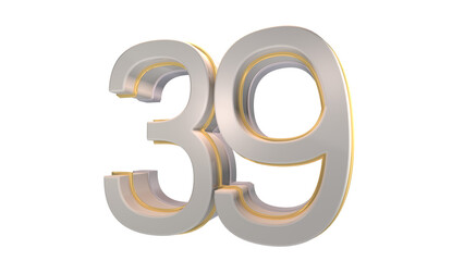 Creative white 3d number 39