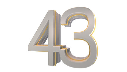 Creative white 3d number 43
