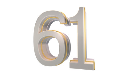 Creative white 3d number 61