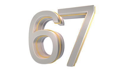 Creative white 3d number 67