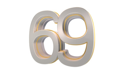 Creative white 3d number 69