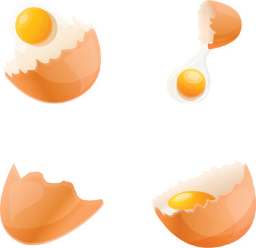 Chicken egg icons set cartoon vector. Fresh raw chicken egg. Healthy eating, food product