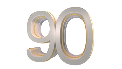 Creative white 3d number 90