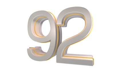 Creative white 3d number 92