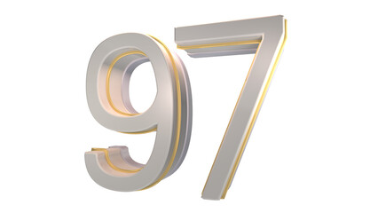 Creative white 3d number 97