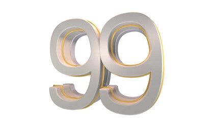 Creative white 3d number 99