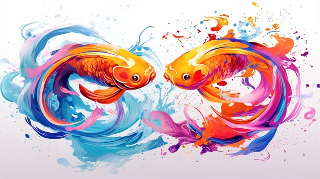 Two fish trippy fish picture beautiful art Ai generated art