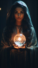 Oracular Radiance: Fortune Teller's Shining Crystal Sphere Reveals, generative ai