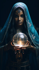 Enchanted Visions: Seer's Crystal Ball Shines with Prophetic Light, generative ai