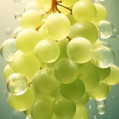 White grapes are transparent and clear bubbles are yellow Ai generated art
