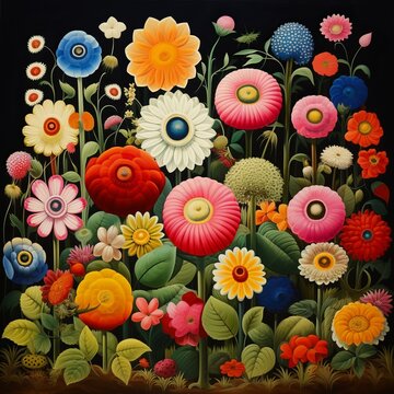 A nature everywhere whimsical flowers coming aroun. Generative AI.