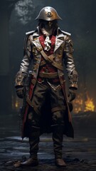 Naklejka premium American revolutionary war soldier style century picture Ai generated art