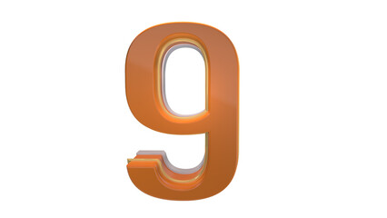 Obraz premium Creative orange 3d number 9