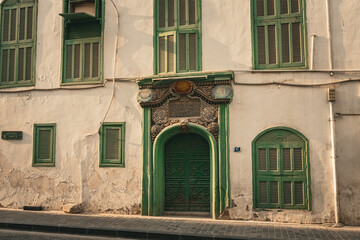 Fototapeta na wymiar Old building of Al Falah school in Jeddah old town Saudi Arabia