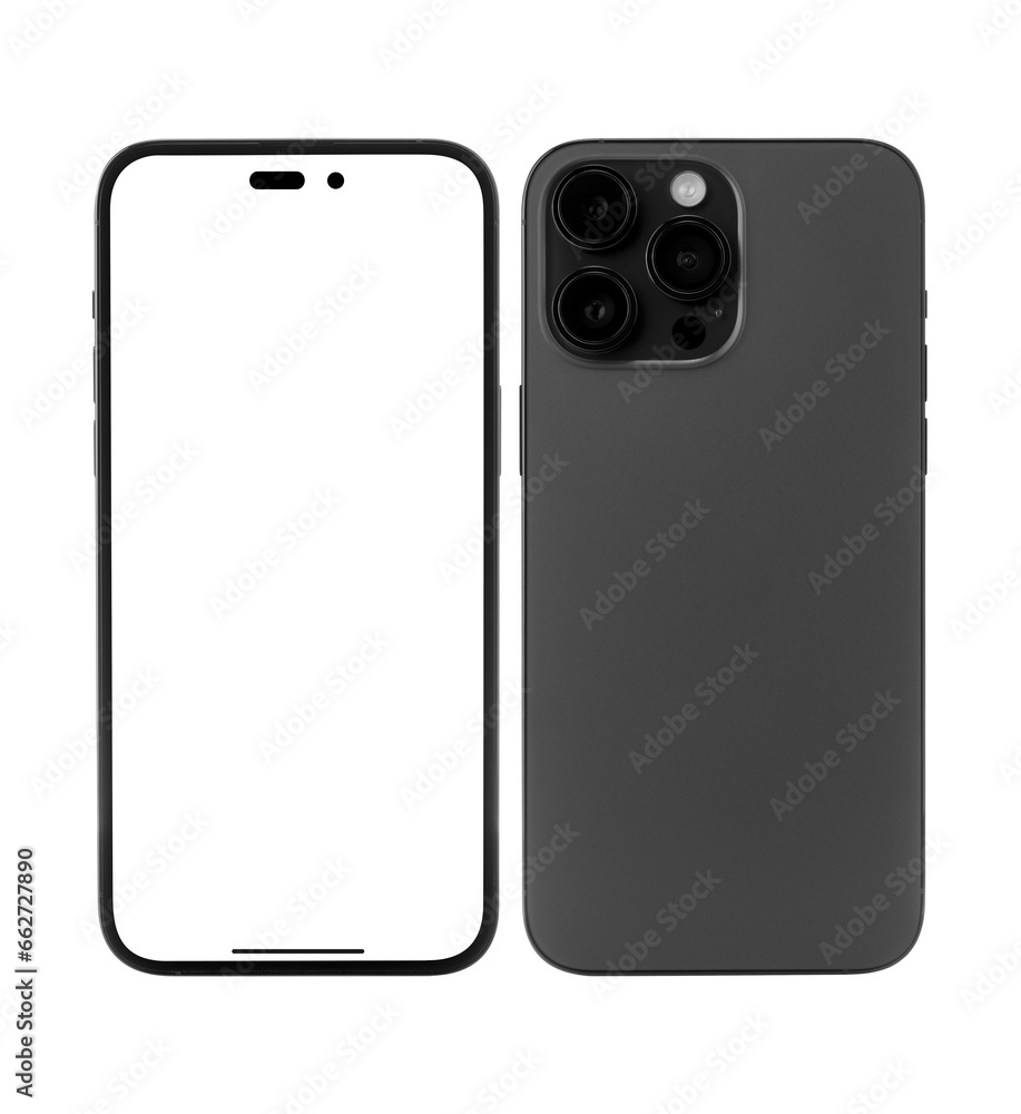 Poster mobile or smartphone mockup blank screen isolated with clipping path on transparent background.