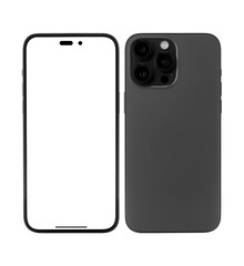 mobile or smartphone mockup blank screen isolated with clipping path on transparent background.