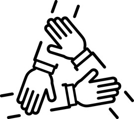 Fototapeta premium Handshake icon of three hands as concept of support, agreement or partnership