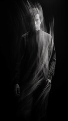 Haunting style paucity terror editing black background picture Ai generated art