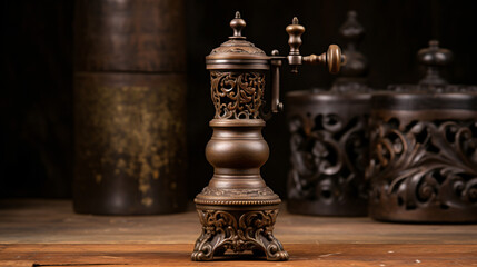 Fototapeta na wymiar Antique bronze pepper grinder