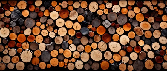 Rolgordijnen Sliced Wood Logs © Custom Media
