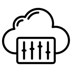 Cloud storage icon symbol vector image. Illustration of the database server hosting cloud system digital design image