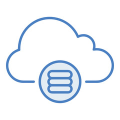 Cloud storage icon symbol vector image. Illustration of the database server hosting cloud system digital design image