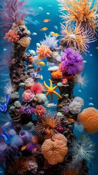 A underwater diversity colorful fish. Generative AI.