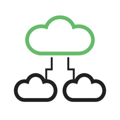 Cloud storage icon symbol vector image. Illustration of the database server hosting cloud system digital design image