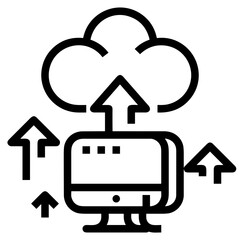 Cloud storage icon symbol vector image. Illustration of the database server hosting cloud system digital design image
