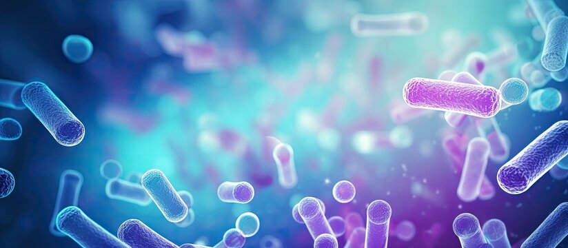 E coli is a Gram negative rod shaped bacterium found in laboratories With copyspace for text