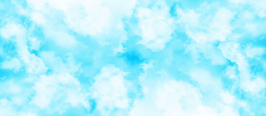 Panorama of blue sky and White cloud nature background .blue sky background with tiny clouds .Soft blue sky fuse with sunset light to look like heaven peaceful.><	