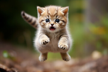 Obraz premium Cute Cat Jumping, Happy Cat.