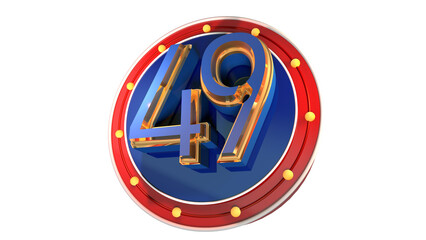 Blue 3d number 49 on round shape 