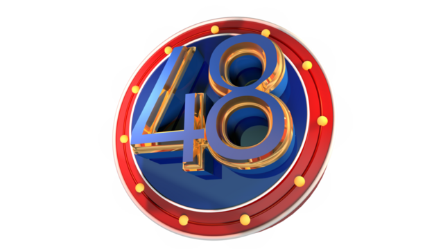 Blue 3d number 48 on round shape 