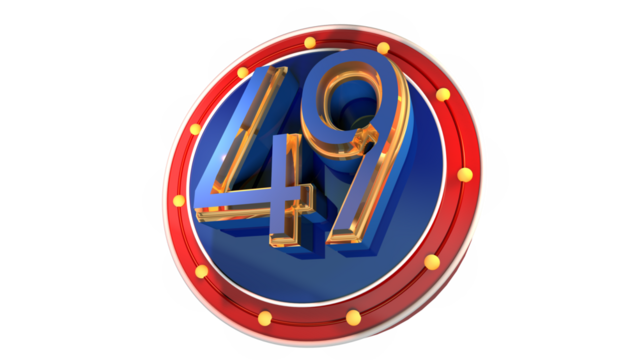 Blue 3d number 49 on round shape 