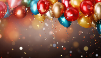 Beautiful Festive Background with Multicolored Balloons