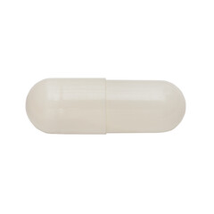 A pill of white color isolated on a white background. Close-up. Top view. PNG.