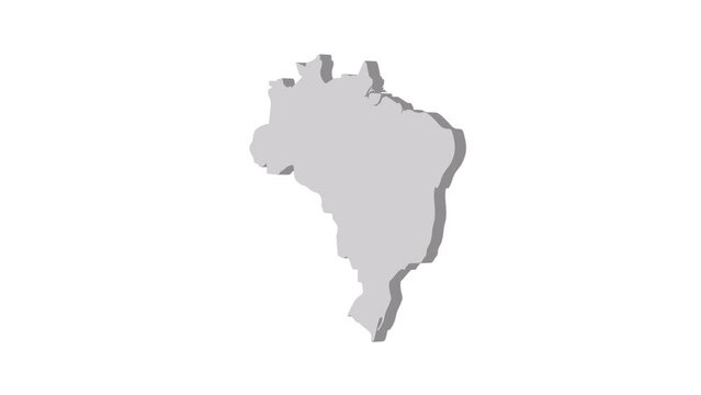 Brazil map 3d grey on white background. Dynamic 4K animation motion graphics unleashed.