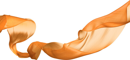 Orange cloth flying the wind isolated on transparency background 3d render