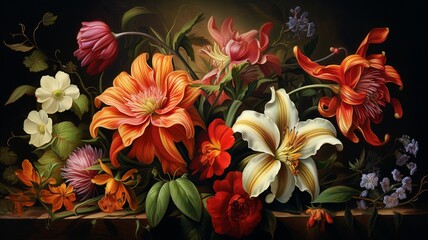 Beautiful flower acrylic painting ideas wallpaper picture Ai generated art
