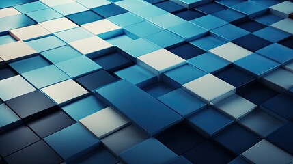 blue and silver 3D Cubes Geometry Backdrop - background design illustration with geometric shapes representing innovative technology design - geometric blocks in perspective - generative ai