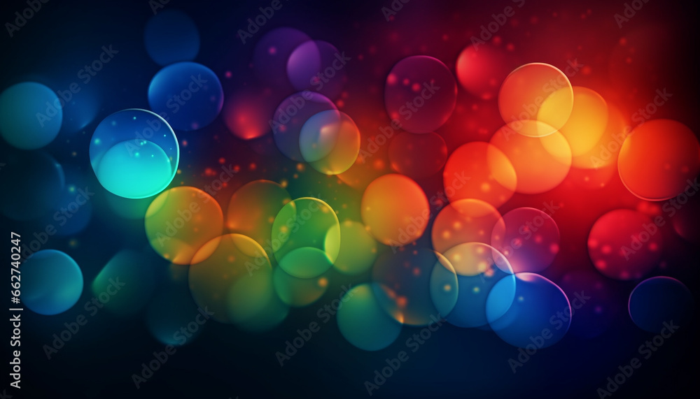Poster shiny multi colored circle illuminated with vibrant colors and glitter generated by ai