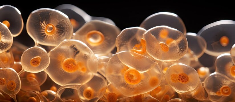 Marine dinoflagellates Pyrophacus sp observed at 400x magnification with selective focus With copyspace for text