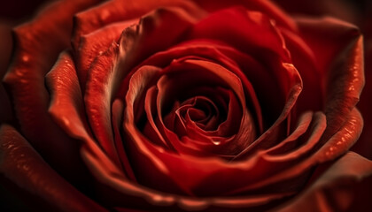 Vibrant rose petals symbolize passion and elegance in nature beauty generated by AI