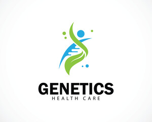 Fototapeta premium genetics logo creative DNA biology health care people design concept medical nature leaf