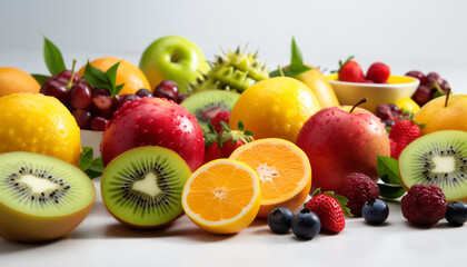 Vibrant collection of juicy, ripe fruit for healthy eating generated by AI