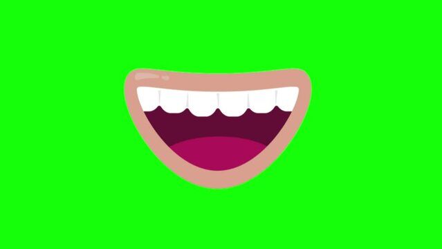 Vector cartoon mouth on green screen. They will bring your character designs to life. Seamless loop animations