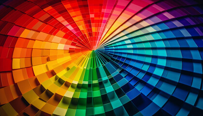 Vibrant colors illuminate abstract geometric shapes in futuristic design generated by AI