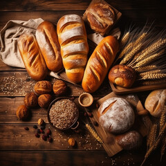 並べられた様々な種類の美味しそうなパン