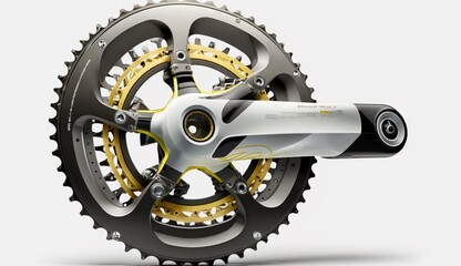 Bicycle crankset drive bike chainring white background image Ai generated art
